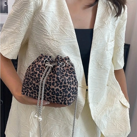 Crossbody Animal Print Pocketbook on chain cellphone  small item bag - Picture 3 of 13